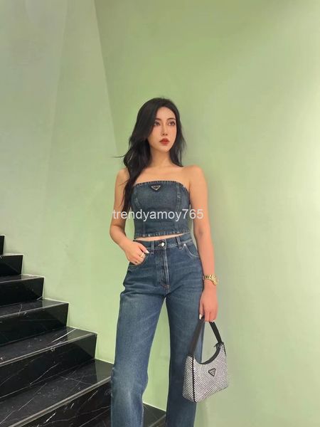 two piece dress temperament off shoulder triangular cowboy suit women's summer slim short bra wearing jeans outside, White
two piece dress temperament off shoulder triangular cowboy suit women's summer slim short bra wearing jeans outside, White