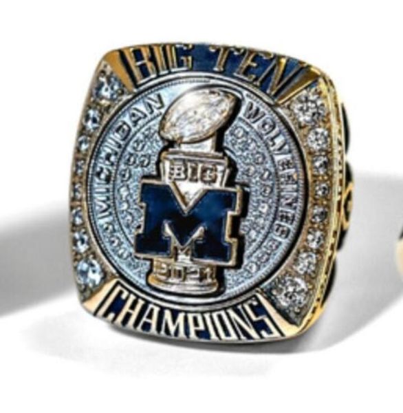 2021 michigan wolverines football big ten team championship ring with wooden display box, Golden;silver
2021 michigan wolverines football big ten team championship ring with wooden display box, Golden;silver
