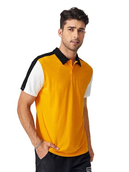 men colorblock polo shirt a2o2#, White;black
men colorblock polo shirt a2o2#, White;black