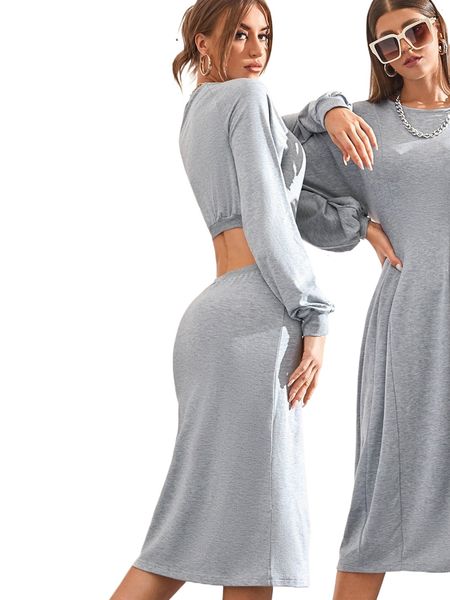 1pc cut out back sweatshirt dress q6rl#, Black
1pc cut out back sweatshirt dress q6rl#, Black