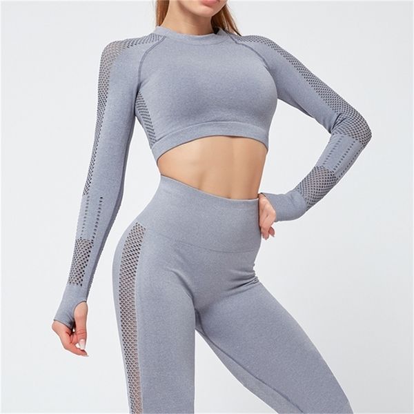 seamless women yoga sets female sport gym suits wear running clothes women fitness sport yoga suit long sleeve yoga clothing lj200815, Gray
seamless women yoga sets female sport gym suits wear running clothes women fitness sport yoga suit long sleeve yoga clothing lj200815, Gray