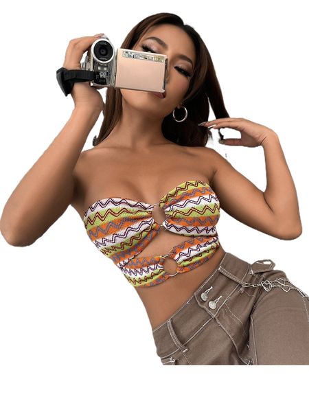 chevron & striped print ring detail cut out crop tube g8jj#, White
chevron & striped print ring detail cut out crop tube g8jj#, White