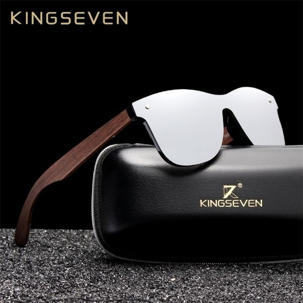 

kingseven luxury walnut wood sunglasses polarized wooden brand designer rimless mirrored square sun glasses for womenmen 220701, White;black