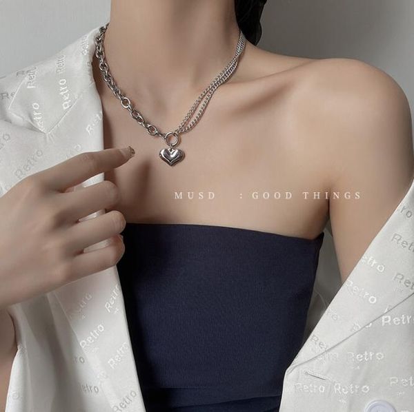 fashion hip hop stereo heart love necklace titanium steel clavicle chain pendant, Silver
fashion hip hop stereo heart love necklace titanium steel clavicle chain pendant, Silver