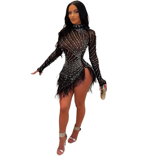 women bodycon party dresses rhinestone sheer mesh see through club outfits night mini dress, White;black
women bodycon party dresses rhinestone sheer mesh see through club outfits night mini dress, White;black