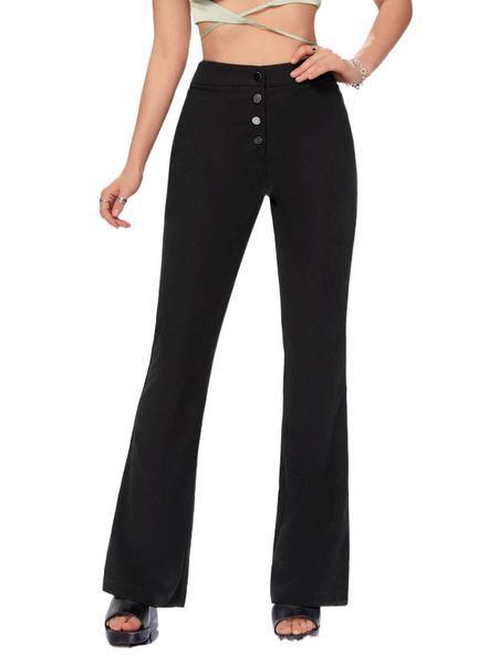 high waist flare leg pants p8u5#, Black;white
high waist flare leg pants p8u5#, Black;white