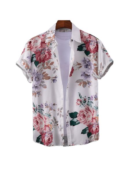 romwe guys floral print shirt without tee b85k#, White;black
romwe guys floral print shirt without tee b85k#, White;black
