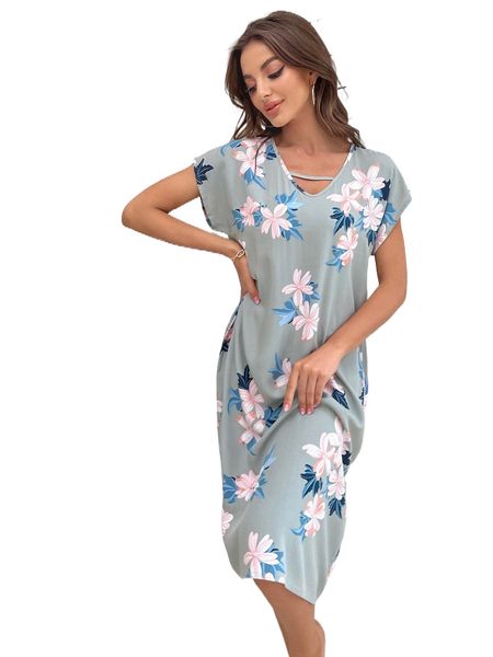 floral print cutout v-neck dolman sleeve nightdress f5dg#, Black;red
floral print cutout v-neck dolman sleeve nightdress f5dg#, Black;red