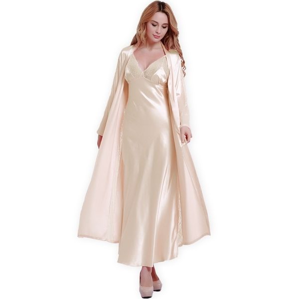 fashion silk robes nightdress twopiece women sleepwear lace vneck sleeping robe longsleeve nightgowns fw001 y200425, Black;red
fashion silk robes nightdress twopiece women sleepwear lace vneck sleeping robe longsleeve nightgowns fw001 y200425, Black;red