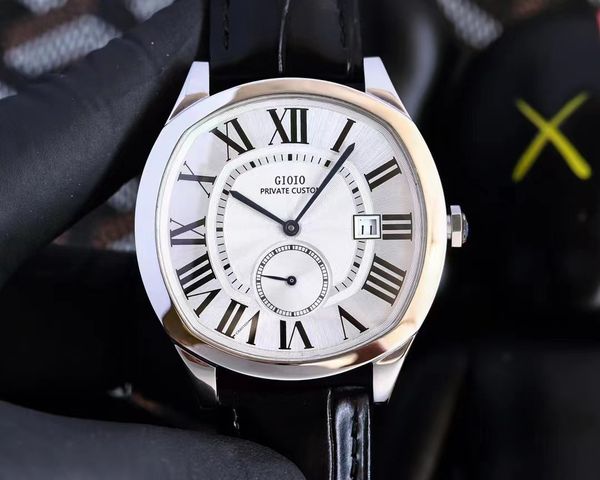 41mm mens automatic mechanical watch rose gold brown leather stainless steel luminous calendar rome white black, Slivery;brown
41mm mens automatic mechanical watch rose gold brown leather stainless steel luminous calendar rome white black, Slivery;brown