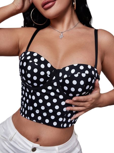 apperloth a polka dot hook and eye bustier cami h4sy#, White
