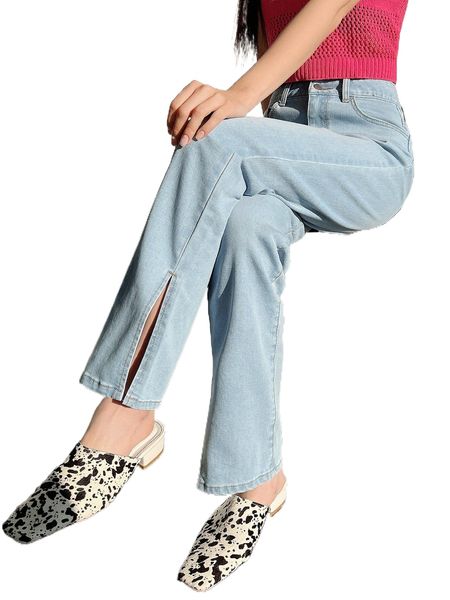 dazy split hem slant pocket straight leg jeans 15o2#, Blue
dazy split hem slant pocket straight leg jeans 15o2#, Blue