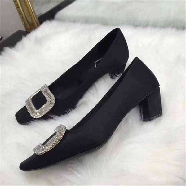 renyouviwior thick sandals heel single shoes middle square buckle women's silk satin bridesmaid wedding shoes, Black
renyouviwior thick sandals heel single shoes middle square buckle women's silk satin bridesmaid wedding shoes, Black