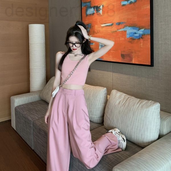 two piece dress designer 2022 summer new suit female student korean slim suspender vest + straight mop two-piece set ous8, White
two piece dress designer 2022 summer new suit female student korean slim suspender vest + straight mop two-piece set ous8, White