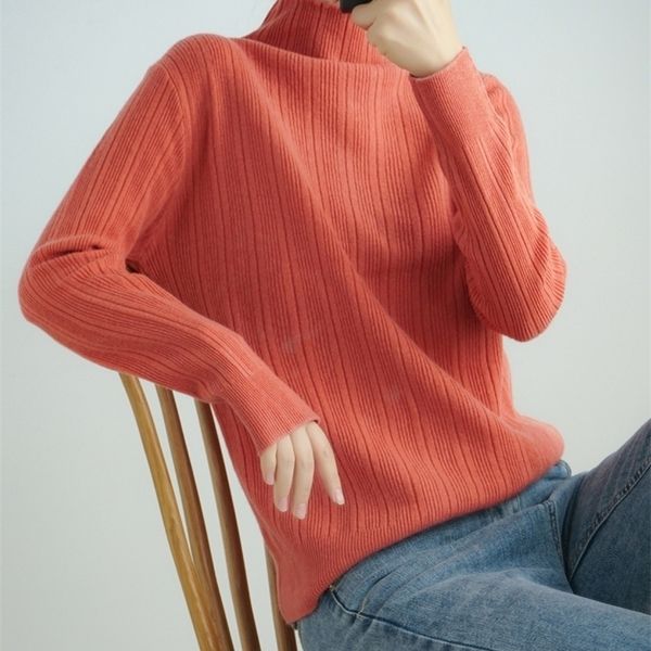 fashion 2020 autumn lantern long sleeve half turtleneck color lady sweater lj201113, White;black
fashion 2020 autumn lantern long sleeve half turtleneck color lady sweater lj201113, White;black
