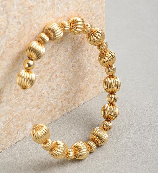 real 18k gold plated pleated beaded cuff bangle bracelet brand letter fashion button, White
real 18k gold plated pleated beaded cuff bangle bracelet brand letter fashion button, White