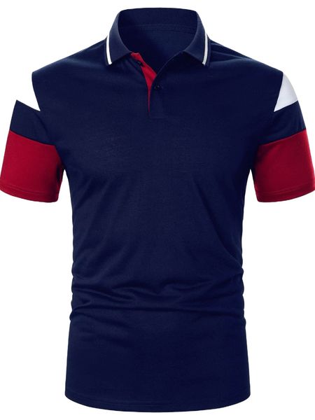 men colorblock striped trim polo shirt m78z#, White;black
men colorblock striped trim polo shirt m78z#, White;black