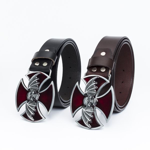 men's designer leather belt cross skull bat shape personality belt four seasons use jeans belts fashion business, Black;brown
men's designer leather belt cross skull bat shape personality belt four seasons use jeans belts fashion business, Black;brown