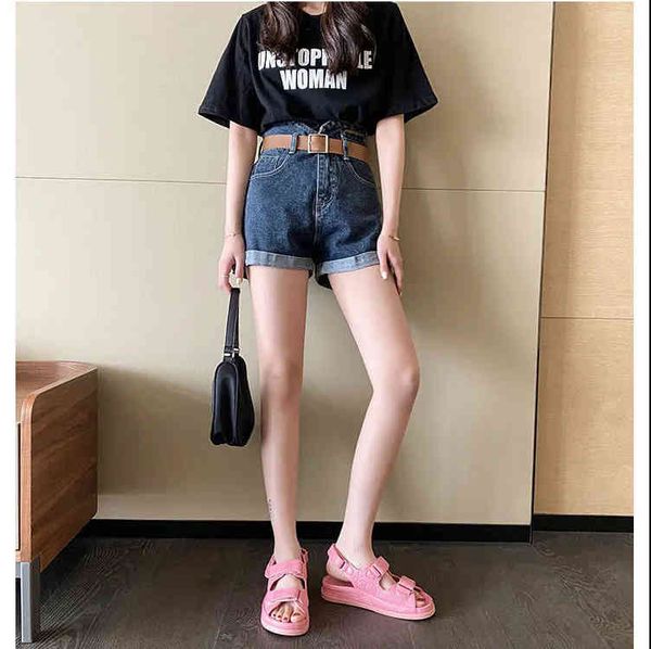 outlet small fragrance sandals 2022 summer new grape size leather velcro flat bottom thick non slip beach shoes, Black