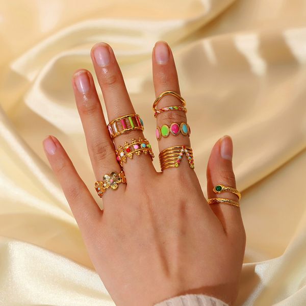 enamel stainless steel ring 18k gold plated geometric open adjustable finger rings 2022 non tarnish waterproof jewelry women b.jdr201739, Silver
enamel stainless steel ring 18k gold plated geometric open adjustable finger rings 2022 non tarnish waterproof jewelry women b.jdr201739, Silver