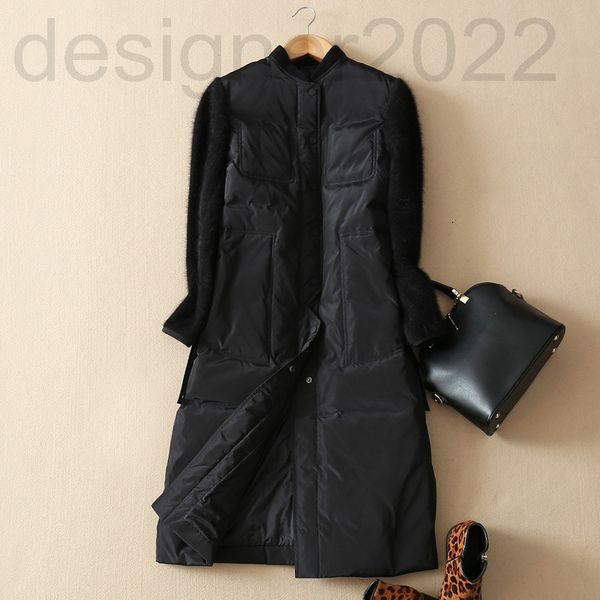 women's down & parkas designer 22 spring women's white duck down jacket long straight tube splicing thickened lace up sable sleeve, Black
women's down & parkas designer 22 spring women's white duck down jacket long straight tube splicing thickened lace up sable sleeve, Black