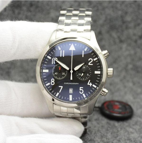 new pilots watch chronograph sports battery power limited day date watch black dial quartz professional dive wristwatch stainless steel stra, Slivery;brown
new pilots watch chronograph sports battery power limited day date watch black dial quartz professional dive wristwatch stainless steel stra, Slivery;brown