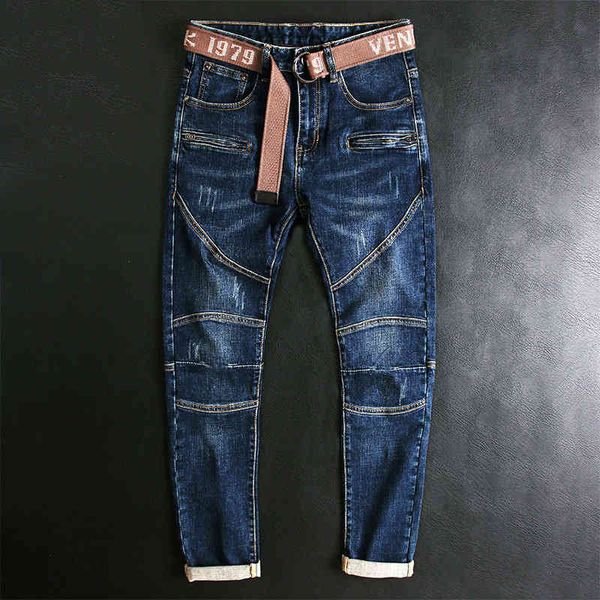 men's jeans fashionable motorcycle jeans elastic slim fit men's pants high-end small straight splicing k1jj, Blue
men's jeans fashionable motorcycle jeans elastic slim fit men's pants high-end small straight splicing k1jj, Blue