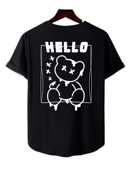 men bear & letter graphic tee a1jb#, White;black