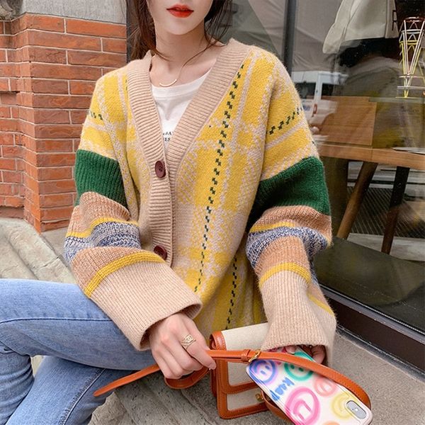 product autumn contrast cardigan vintage sweater women loose retro hong kong flavor lazy knit jacket spring and autumn 210412, White;black
product autumn contrast cardigan vintage sweater women loose retro hong kong flavor lazy knit jacket spring and autumn 210412, White;black