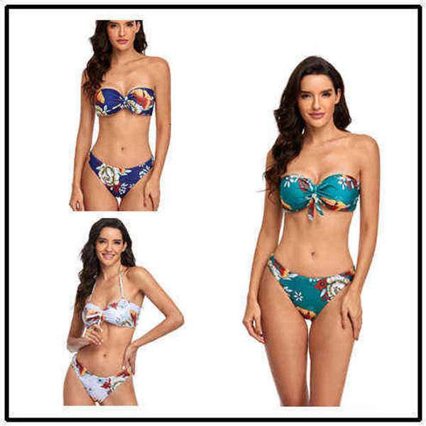 split 2022 women's digital printing bow bikini swimsuit swimsuit, White;black
split 2022 women's digital printing bow bikini swimsuit swimsuit, White;black