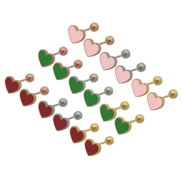 titanium steel jewelry versatile red and green powder oil drop peach heart ball earrings women's simple heart-shaped earrings, Golden;silver
titanium steel jewelry versatile red and green powder oil drop peach heart ball earrings women's simple heart-shaped earrings, Golden;silver