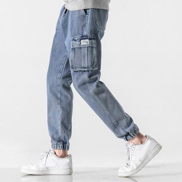 men's jeans men solid color multi pockets summer autumn lace-up ankle tied drawstring denim pants for dating men's clothing street, Blue
men's jeans men solid color multi pockets summer autumn lace-up ankle tied drawstring denim pants for dating men's clothing street, Blue