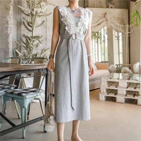 korean elegant women casual dress summer oneck lace patchwork sleeveless midi with belt female vestidos 210526, Black;gray
korean elegant women casual dress summer oneck lace patchwork sleeveless midi with belt female vestidos 210526, Black;gray