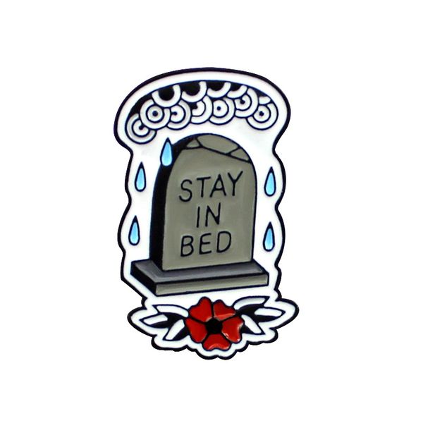 cartoon funny tombstone text brooch flower letter stay in bed enamel pin wholesale creative metal badges jewelry small fashion accessories, Gray
cartoon funny tombstone text brooch flower letter stay in bed enamel pin wholesale creative metal badges jewelry small fashion accessories, Gray
