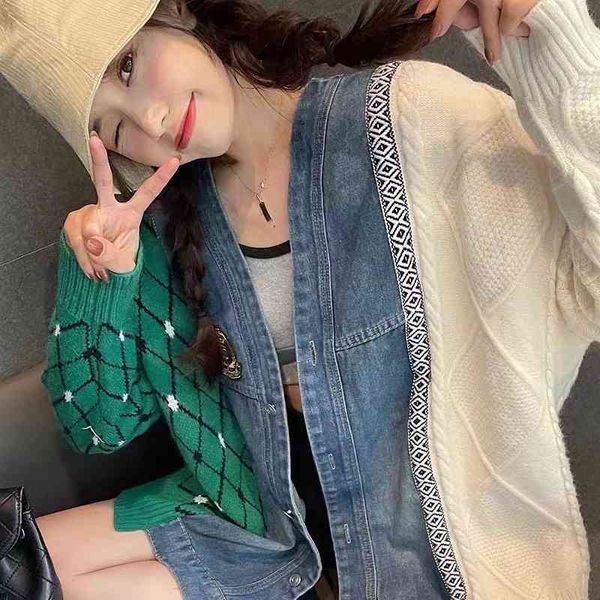 women's hoodies sweatshirts qz autumn fashion versatile design cowboy splicing loose coat knitted cardigan women, Black
women's hoodies sweatshirts qz autumn fashion versatile design cowboy splicing loose coat knitted cardigan women, Black