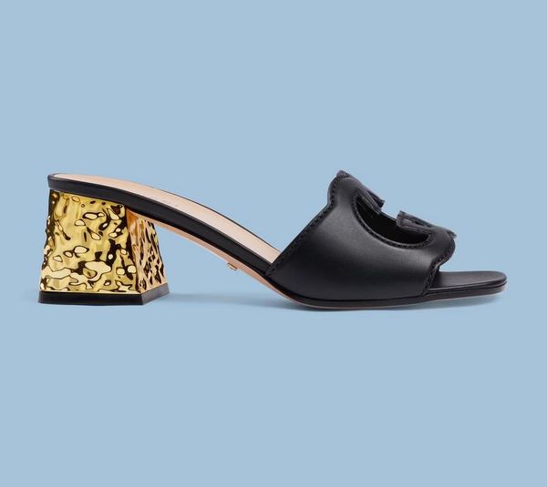 fashionable summer women's chain g-shaped hollow sandals light pink calf leather mule gold trimmed thick heel sandals hollows out mouth, Black
fashionable summer women's chain g-shaped hollow sandals light pink calf leather mule gold trimmed thick heel sandals hollows out mouth, Black