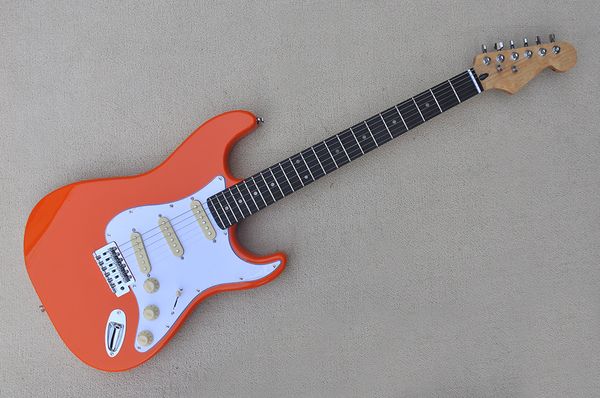 factory custom orange electric guitar with rosewood fretboard,22 frets,white pickguard,chrome hardware,can be customized
factory custom orange electric guitar with rosewood fretboard,22 frets,white pickguard,chrome hardware,can be customized