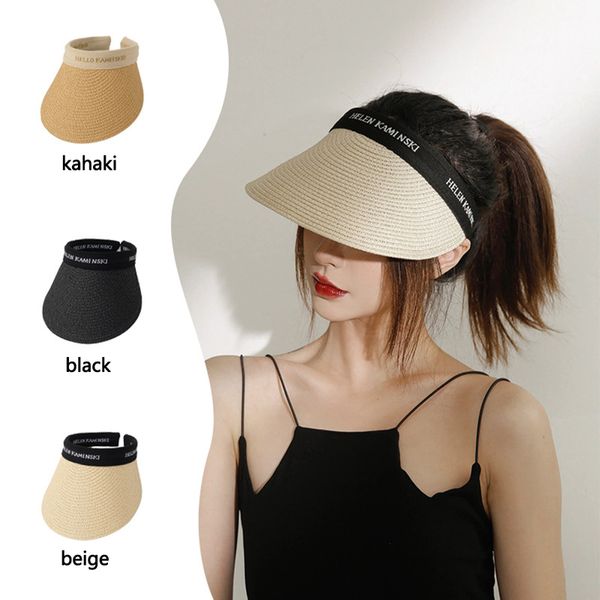 summer women hat weave straw empty beach suncap clip on large wide brim anti uv protection breathable lady sun visor 220616, Blue;gray
summer women hat weave straw empty beach suncap clip on large wide brim anti uv protection breathable lady sun visor 220616, Blue;gray