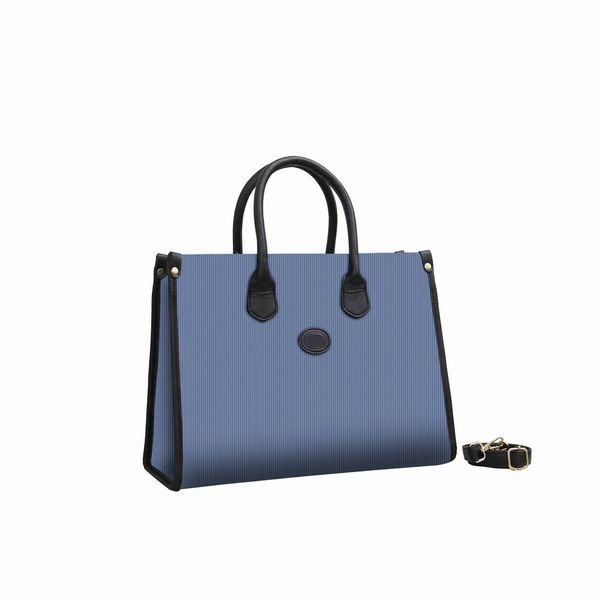 new women's blue canvas interlocking large tote bag environmental protection material black leather piping 659983
new women's blue canvas interlocking large tote bag environmental protection material black leather piping 659983