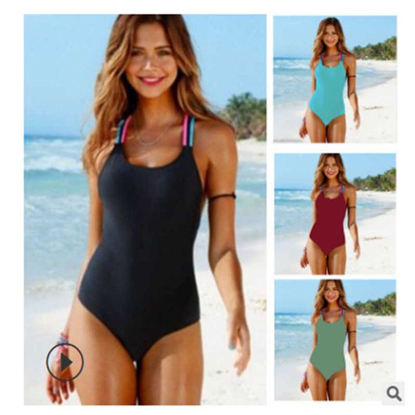 multicolor new swimsuit women's one-piece color rope bikini swimsuit, Red;black
multicolor new swimsuit women's one-piece color rope bikini swimsuit, Red;black