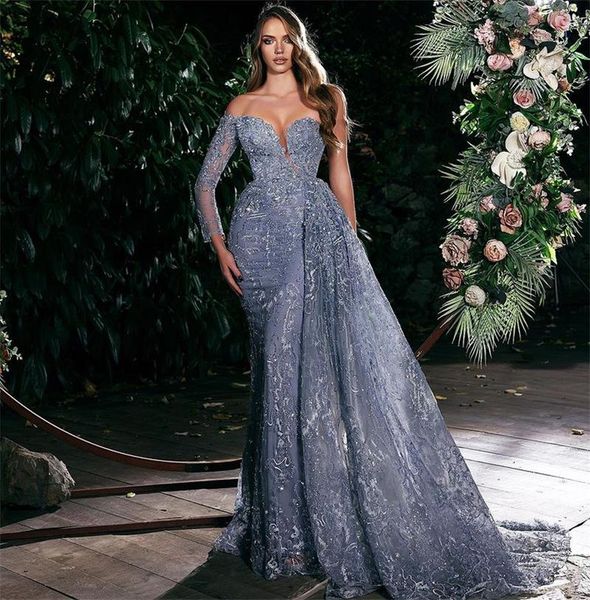 gorgeous silver mermaid prom dresses with detachable train one shoulder long sleeve evening dress formal p shoot dress, Black
gorgeous silver mermaid prom dresses with detachable train one shoulder long sleeve evening dress formal p shoot dress, Black