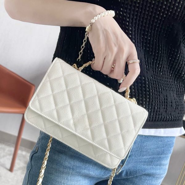 

10a woman crossbody bag 19cm caviar leather shoulder handbags fashion chain bag luxury designer bags lady cosmetic flap bag purse with box c