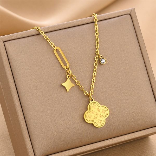 

Luxury Van Clover Pendant Necklace Gold Silver Plated Stainless Steel Jewelry for Women Gift