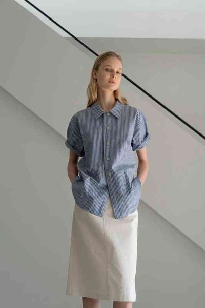 women's knits tees spring south korea dongdamen loose slim casual lapel striped shirt short sleeved women fia5, White
women's knits tees spring south korea dongdamen loose slim casual lapel striped shirt short sleeved women fia5, White