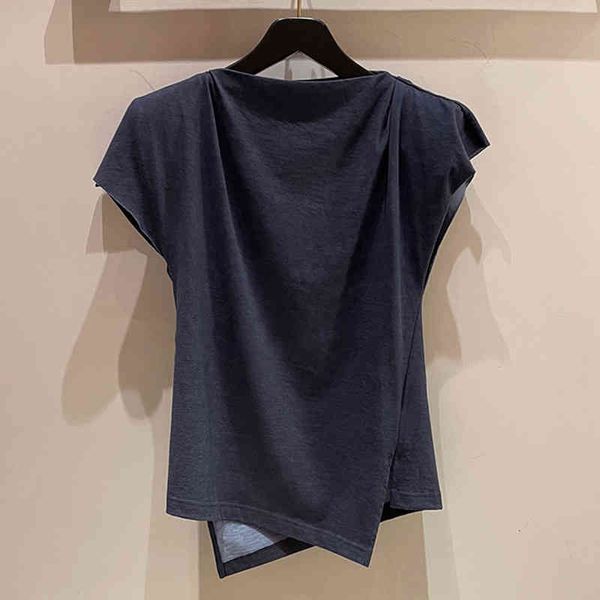 women's t-shirt dang's fashion irregular flat neck design t-shirt versatile short sleeve slim top, White
women's t-shirt dang's fashion irregular flat neck design t-shirt versatile short sleeve slim top, White