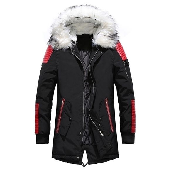 men's winter long parkas thick hooded fur collar coats men overcoats casual cotton jackets male warm outerwear jackets 201126, Black
men's winter long parkas thick hooded fur collar coats men overcoats casual cotton jackets male warm outerwear jackets 201126, Black