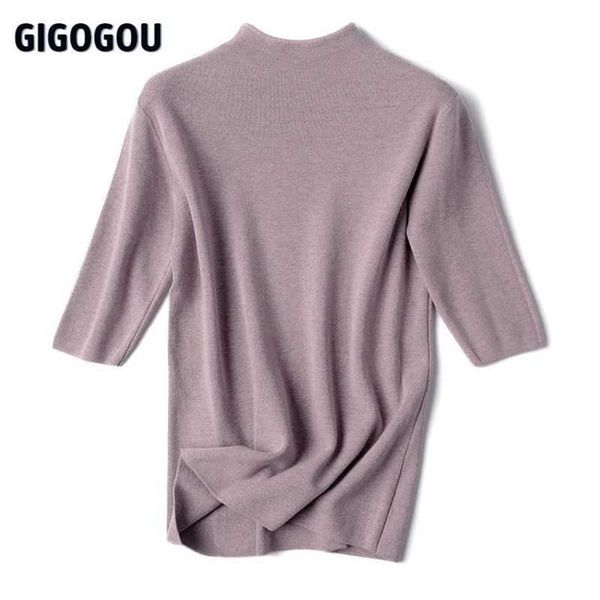 gigogou half sleeve women turtleneck sweater autumn spring pullover soft female jumper black white tight sweaters pull femme 210714, White;black
gigogou half sleeve women turtleneck sweater autumn spring pullover soft female jumper black white tight sweaters pull femme 210714, White;black