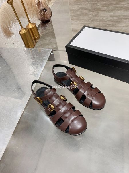 sandals summer bag round head one button leather open toe sandals women's flat shoes 8xts, Black
sandals summer bag round head one button leather open toe sandals women's flat shoes 8xts, Black
