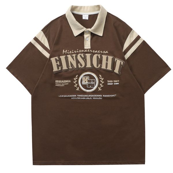men t-shirt vintage letters print turn-down collar cotton t-shirt men's clothing streetwear casual oversized polo shirts for men, White;black
men t-shirt vintage letters print turn-down collar cotton t-shirt men's clothing streetwear casual oversized polo shirts for men, White;black