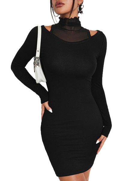 cut out bodycon dress v3vb#, Black;gray